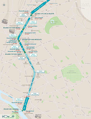 Itinerary on the canal Saint-Martin