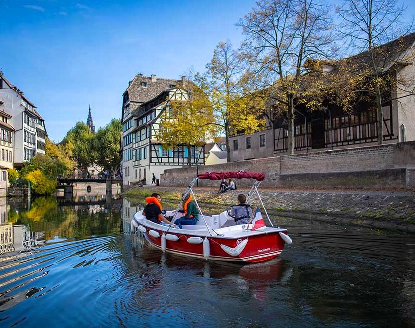 The Petite France in Strasbourg with our electric boats